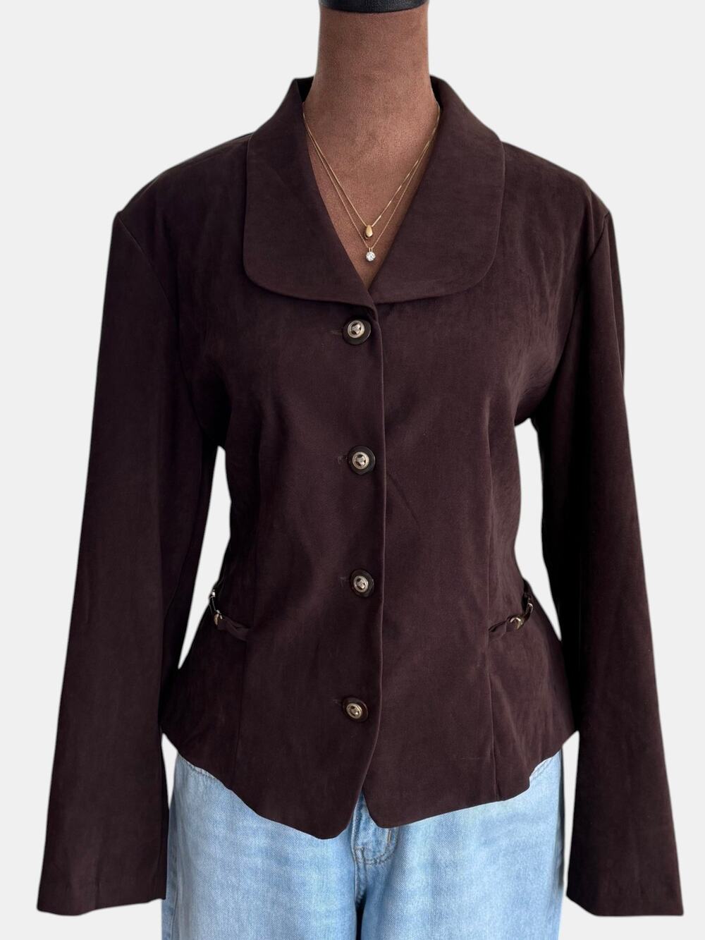90s Vintage DJ & Co. by Dawn Joy Brown Jacket Tortoise Shell Buttons Size 10